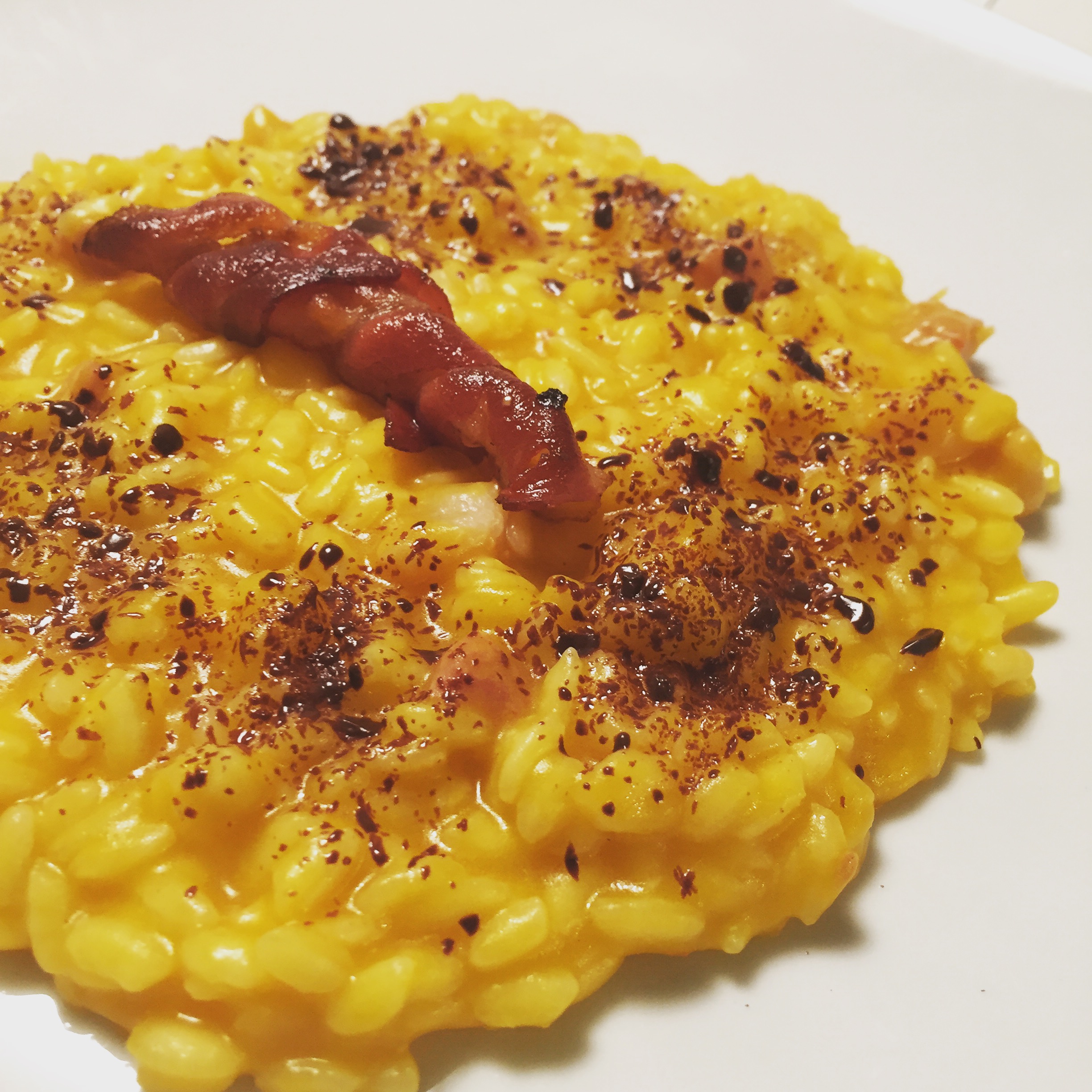 risotto alla zucca bacon e cioccolato